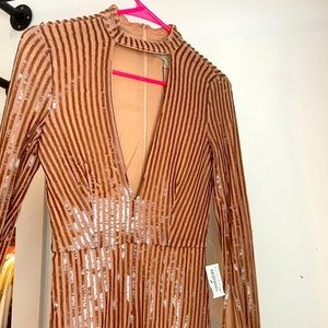 Sparkle nude low-cut romper
